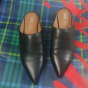 Asos heeled pointie toe mule. Leather upper